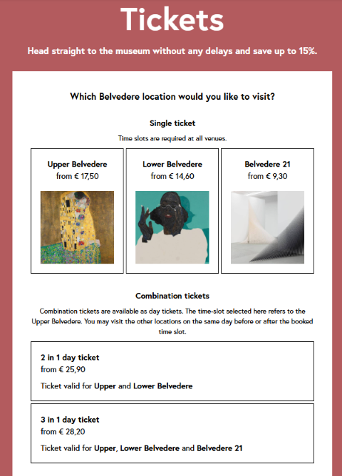 ベルヴェデーレ宮殿　チケット