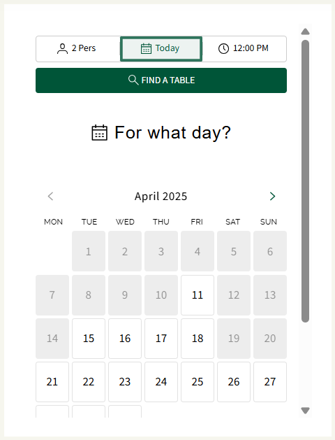 フィグルミュラー 予約画面 予約日選択