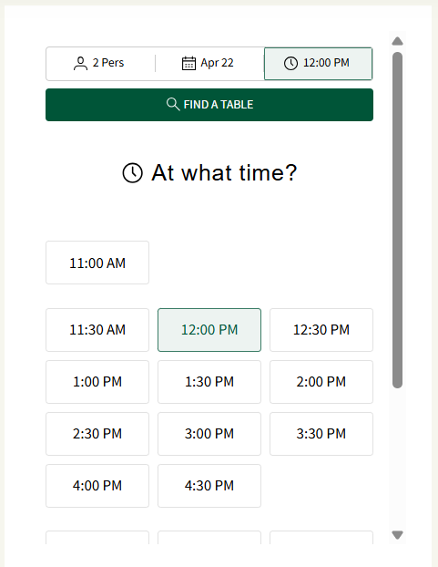 フィグルミュラー 予約画面 予約時間選択