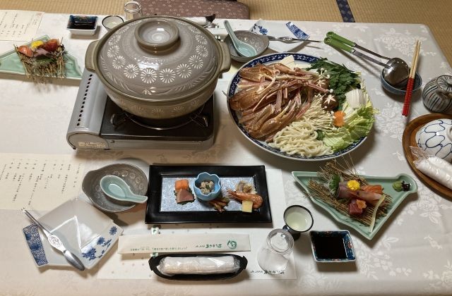 あさぎり荘 夕食 かにすき